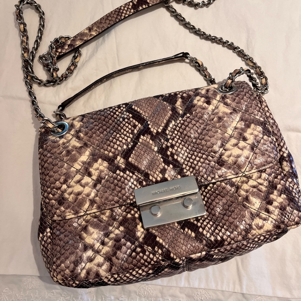 Michael Kors Quilted leather snake print bag.